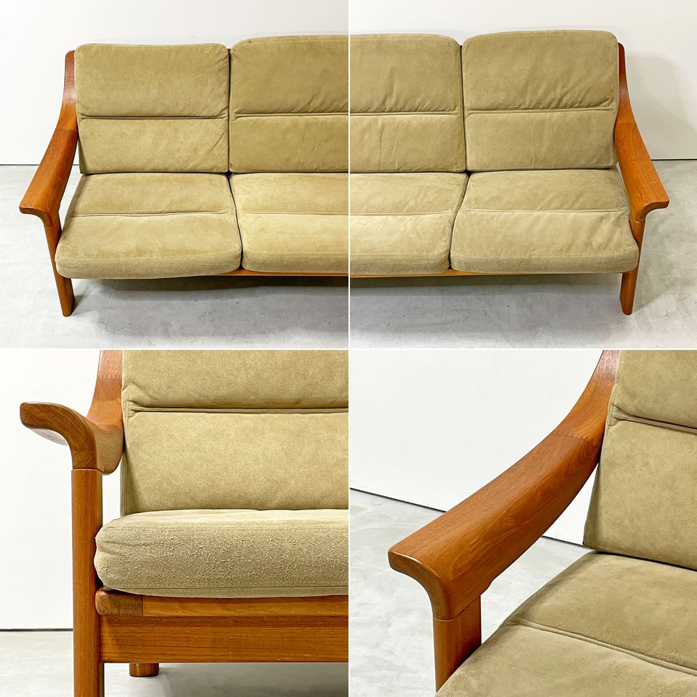 PJ ファニチャー PJ furniture チーク無垢材 3pソファ 3シーター POUL JEPPESEN デンマークビンテージ ●