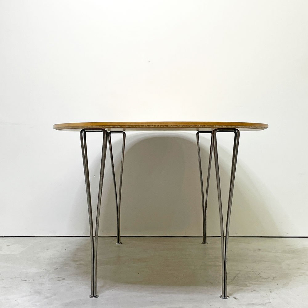 フリッツハンセン Fritz Hansen スーパー楕円 Bテーブル ダイニングテーブル ビーチ材天板 W150 ピート・ヘイン アルネ・ヤコブセン 天板再塗装品 80's ビンテージ ●