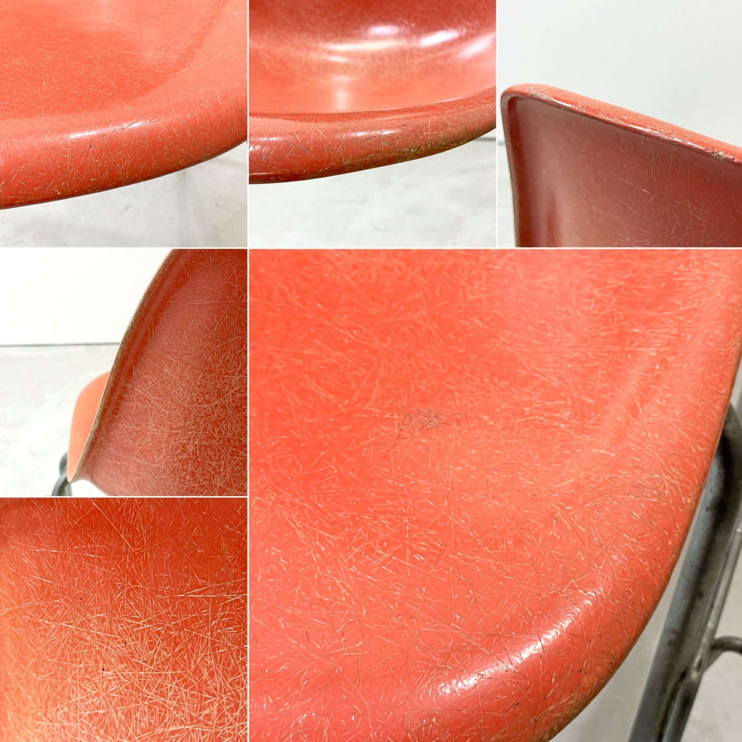 ハーマンミラー Herman Miller サイドシェルチェア セカンド 2nd FRP 初期 オレンジ系 エンボスレス すっぴんモデル スタッキングベース イームズ ビンテージ ●