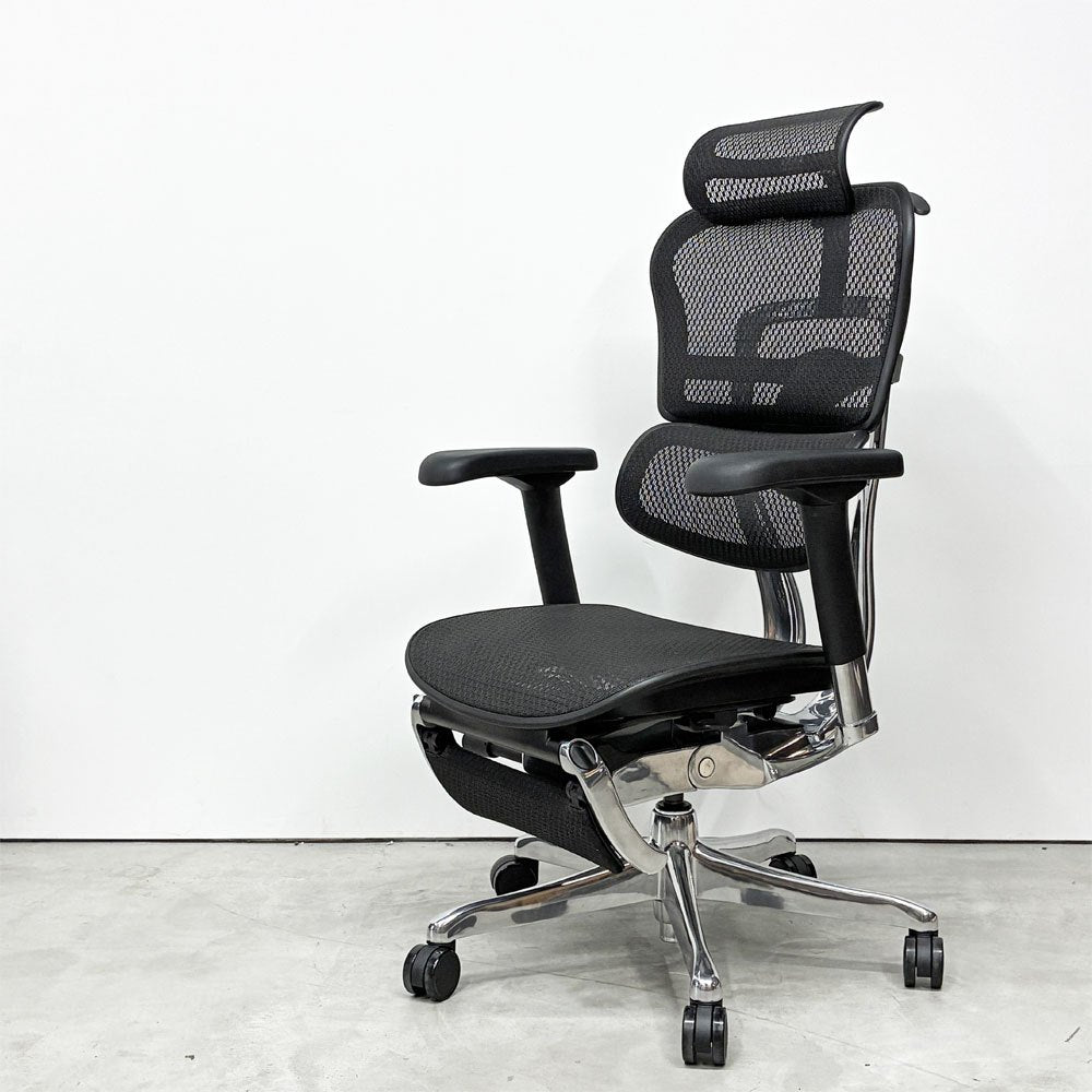 エルゴヒューマン Ergohuman プロ2 オットマン PRO2 ottoman デスクチェア ブラックメッシュ オットマン内蔵式 メモリーロッキング 2024年製 定価￥293,700- ◎