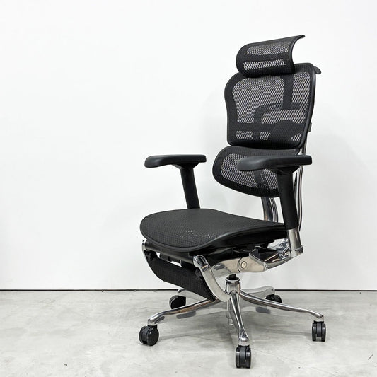 エルゴヒューマン Ergohuman プロ2 オットマン PRO2 ottoman デスクチェア ブラックメッシュ オットマン内蔵式 メモリーロッキング 2024年製 定価￥293,700- ◎