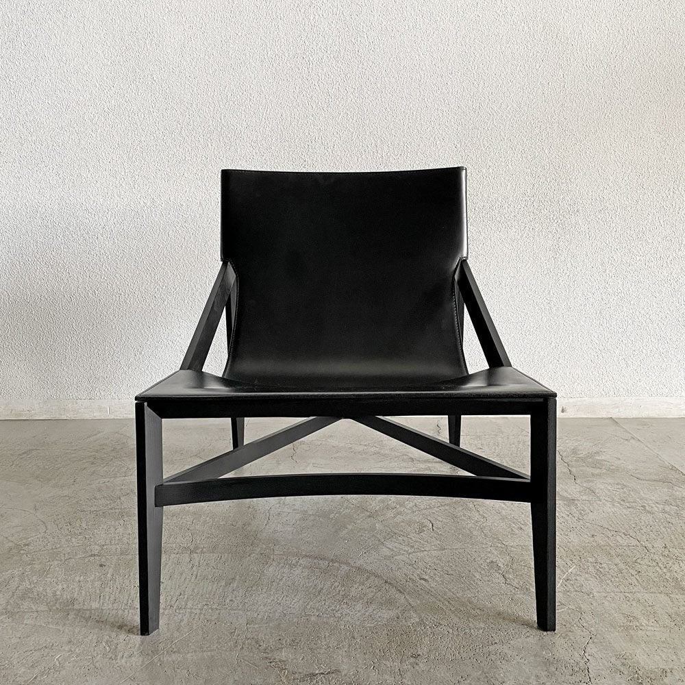 カッシーナ Cassina グランドツアー Grand Tour ピロッタ 470 PILOTTA ラウンジチェア レザーシート ブラック ロドルフォ・ドルドーニ 参考価格33万円 廃番 B 〓