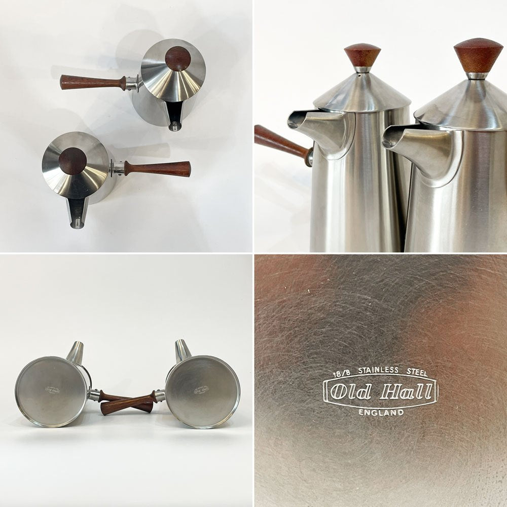 オールドホール Old Hall カムデン CAMDEN カフェオレポット 左右ペア ステンレス × チーク材 ロバート・ウェルチ 英国ビンテージ 旧J&Jウィギン ★