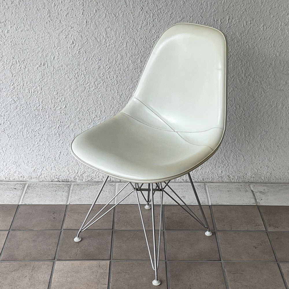 ハーマンミラー Herman Miller サイドシェルチェア サード 3rd FRP PVCレザー パーチメント ロータイプ エッフェルベース イームズ ビンテージ vintage ◇