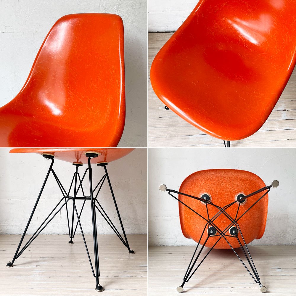 ハーマンミラー Herman Miller サイドシェルチェア 現行 FRP オレンジ エッフェルベース イームズ ★