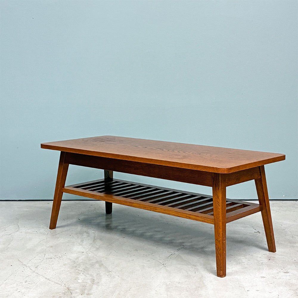 パシフィックファニチャーサービス P.F.S. ローテーブル DH TEA TABLE WITH SHELF Sサイズ W102cm ナラ材 マガジンラック付 ◎