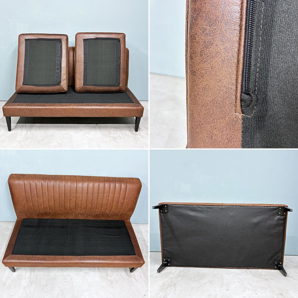 クラッシュゲート CRASH GATE ノットアンティークス Knot antiques グレス GRESS 2人掛けソファ 肘なし Lサイズ ココア レザーテックス 定価￥75,900- ◎