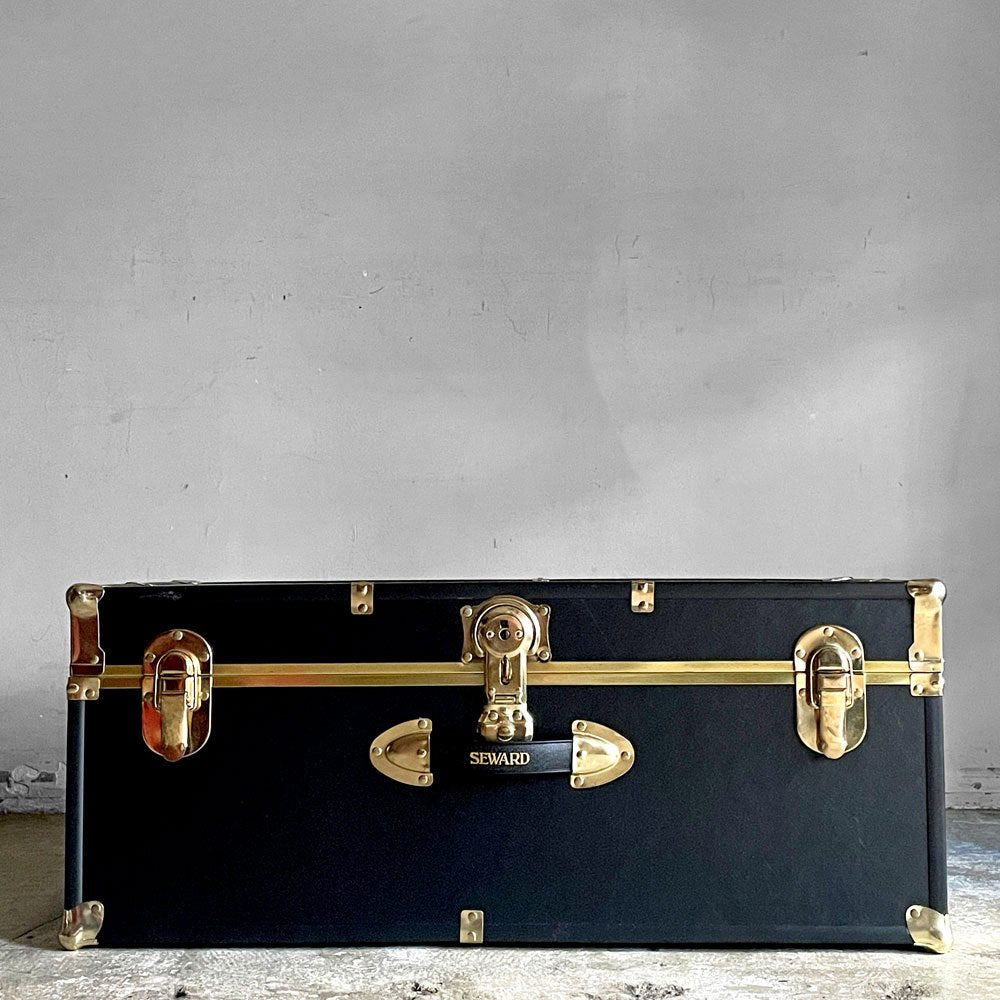 スワード トランク Seward Trunk トランクボックス ビニールレザー ブラック ゴールド 鍵付き 収納 アメリカ ■