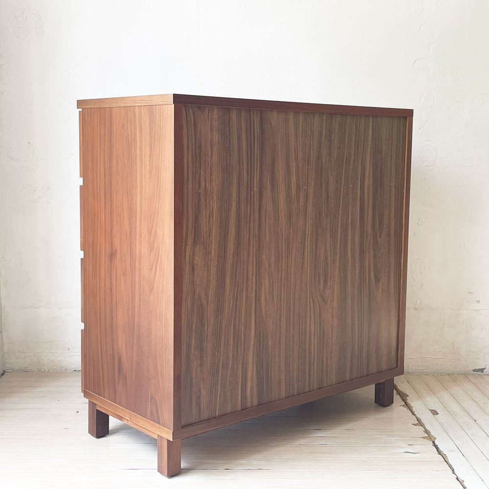 無印良品 MUJI 木製チェスト4段 5ドロワー ウォールナット材突板 4段 5ドロワー W80cm 脚付 シンプルデザイン 廃番 ★