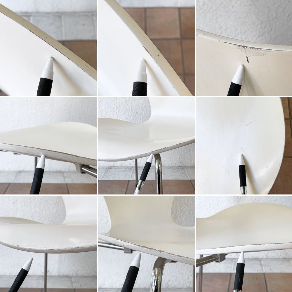 フリッツハンセン Fritz Hansen 3107 セブンチェア ラッカー ホワイト スタッキング アルネ・ヤコブセン デンマーク 北欧家具 A ◇