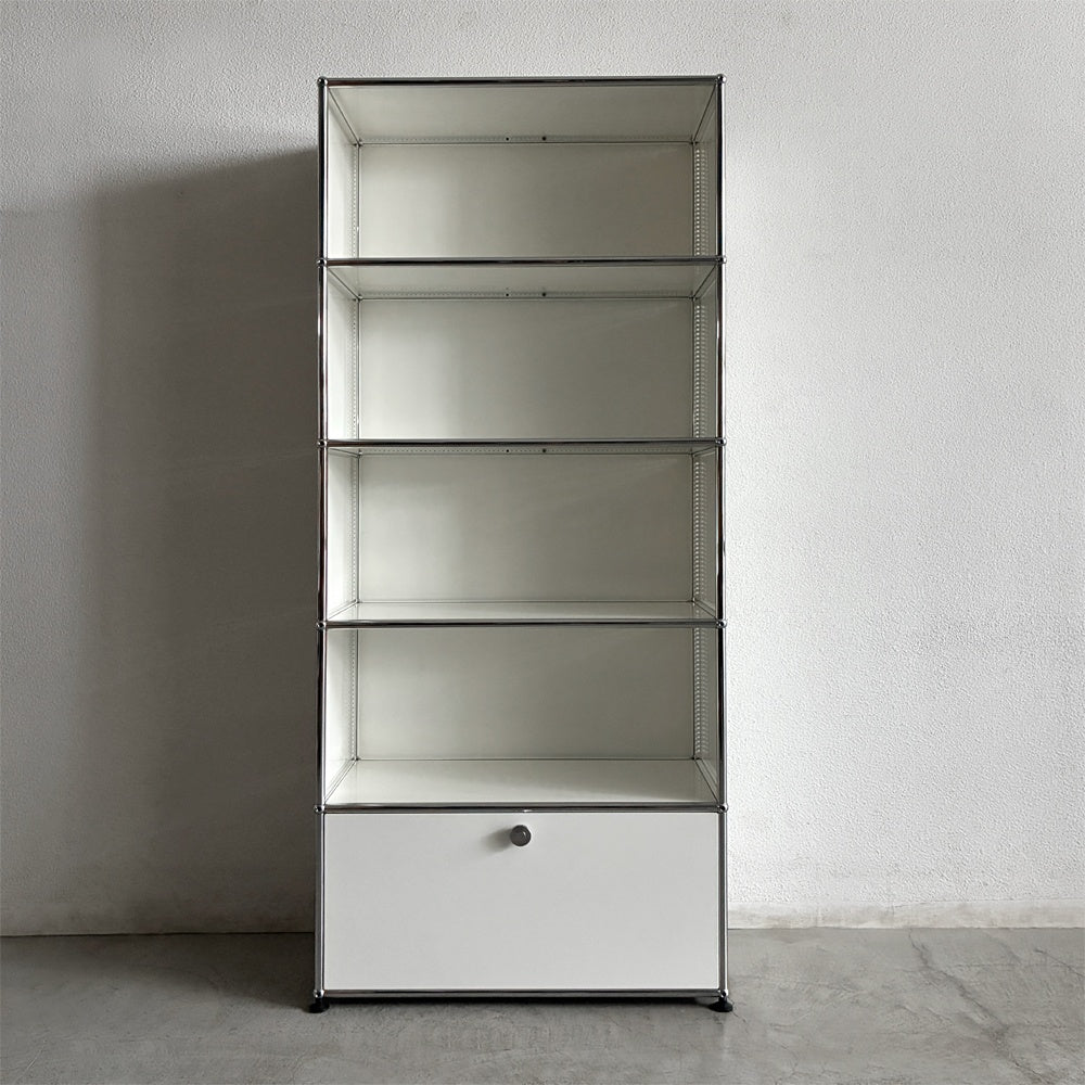 ユーエスエムハラー USMハラー USM Haller キャビネット シェルフ 1列×5段 オープン×4 メタルボックスインサート付エクステンションシェルフ×1 W786 ピュアホワイト 合計参考価格￥329,905- 本棚 オフィス家具 店舗什器 システムストレージ ラック MoMA永久所蔵品 〓