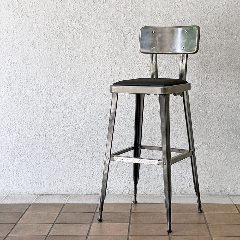 ダルトン DULTON スタンダードバーチェア Standard bar chair RAW スチール×ビニールレザー USビンテージスタイル 定価34,100円 B ◇