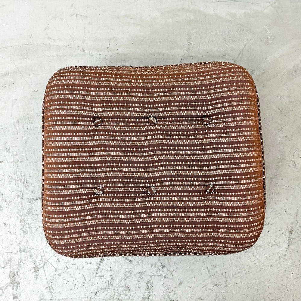 カリモク karimoku オットマン スツール ファブリック ブラウン系 レトロスタイル 昭和レトロ オールドカリモク ●