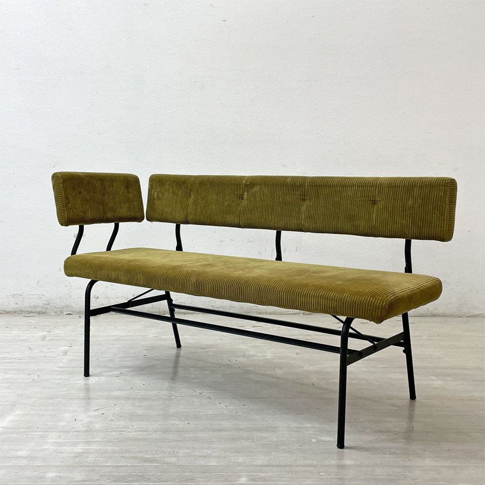 ジャーナルスタンダードファニチャー journal standard Furniture パクストン LDベンチ PAXTON LD BENCH ベンチバックレスト アームパーツ付 アンバー コーデュロイ ●