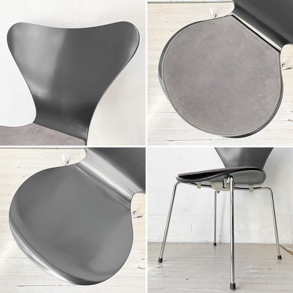 フリッツハンセン Fritz Hansen セブンチェア ダイニングチェア ブラック ラッカー再塗装 アルネ・ヤコブセン デンマーク スタッキングチェア 北欧家具 MIONETTA社製シートパッド付き A ★