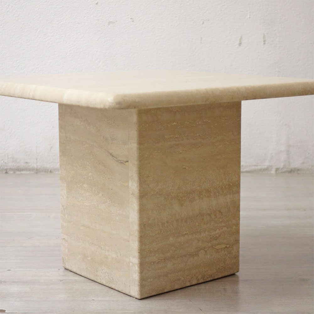 ビンテージ トラバーチン Travertine 大理石 マーブルストーン サイドテーブル Side table Sサイズ イタリア製 ●