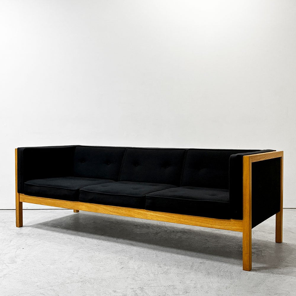 ハーマンミラー Herman Miller ネルソンキューブソファ ラウンジシーティング 3pソファ ホワイトオーク ファブリック ブラック ●