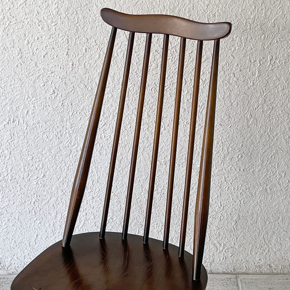 アーコール Ercol ゴールドスミス ダイニングチェア コロニアル ハイバック エルム材 ダークブラウン ブルーラベル UKビンテージ 英国 ◇