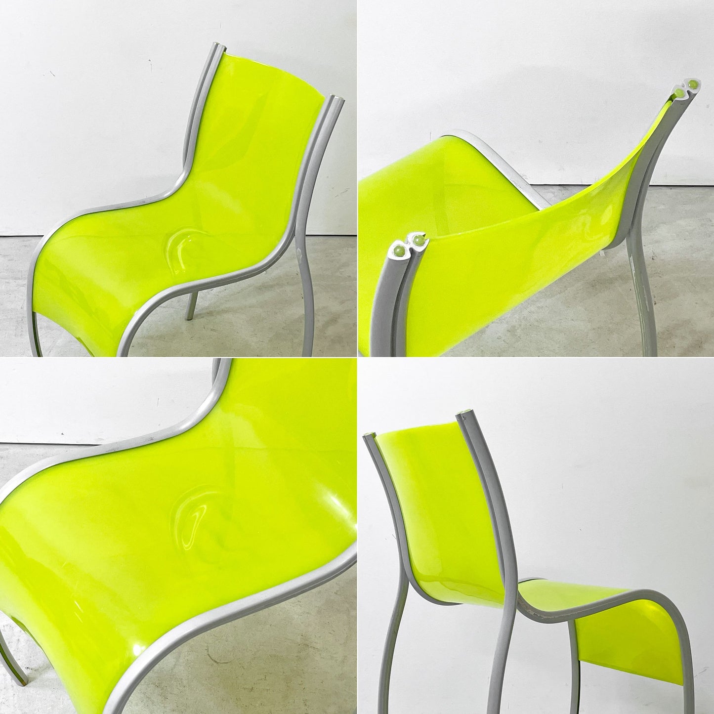 カルテル Kartell FPE chair スタッキングチェア ダイニングチェア アルミ ポリプロピレン グリーン ロンアラッド イタリアモダン 廃番 B ●