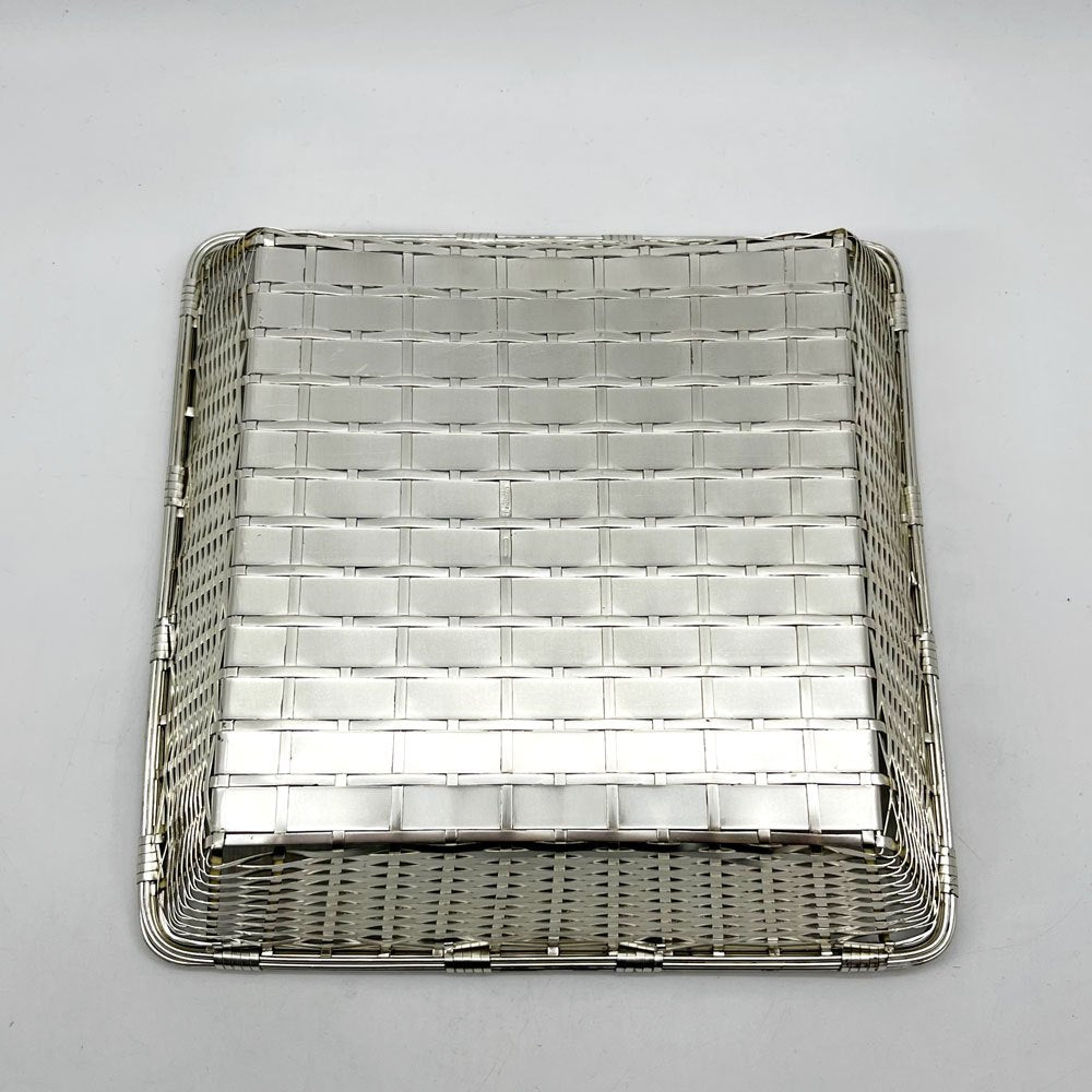 クリストフル CHRISTOFLE コレクション ガリア COLLECTION GALLIA ブレッド バスケット Bread Basket スクエア 編み込み シルバー 銀メッキ W23.5cm フランス B ●