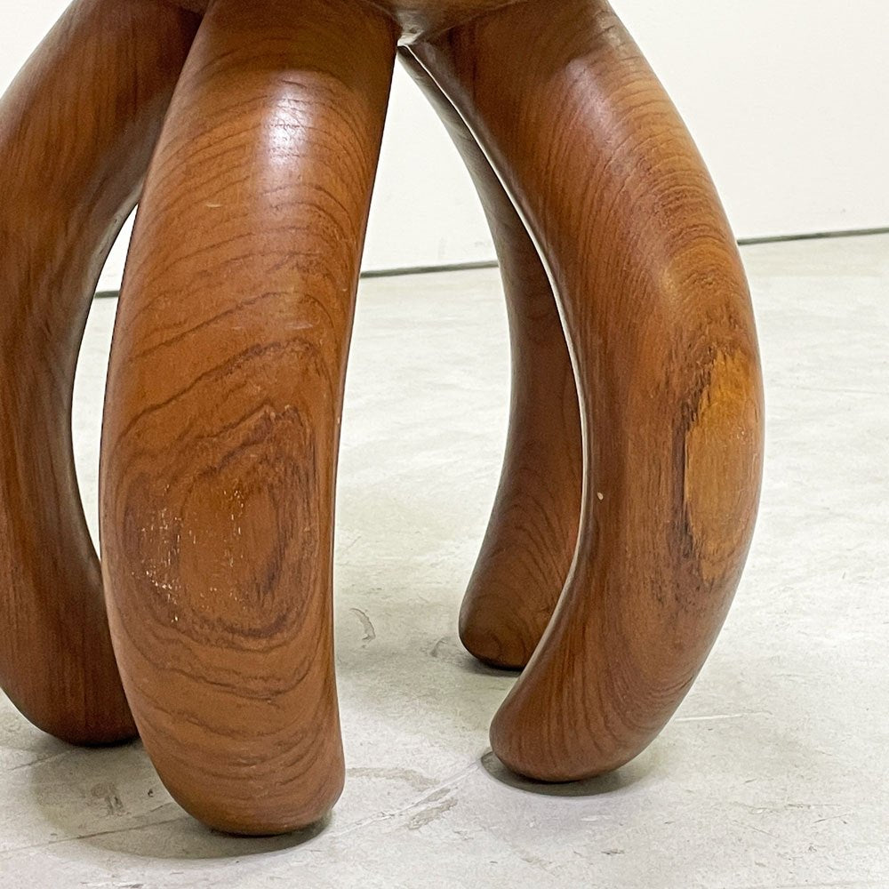 ヨーガンレール ババグーリ Jurgen Lehl Babaghuri チーク無垢材 スツール Stool 5本脚 丸太 ハンドメイド プリミティブ 希少 ●