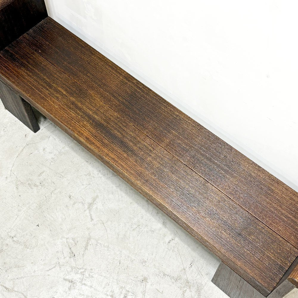 桐里工房 焼桐 ベンチ 桐無垢材 浮造り 大川家具 W176cm 店舗什器 クラフト プリミティブ ●