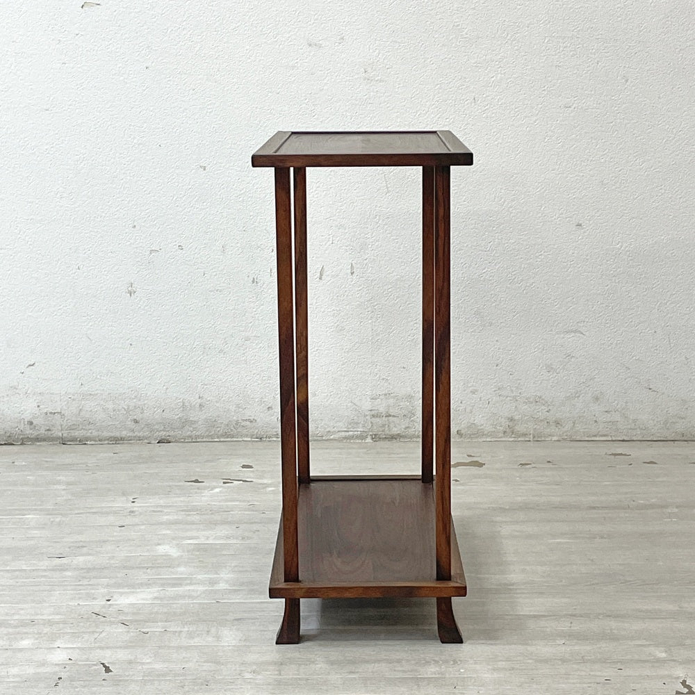 ジャパンビンテージ 木製 花台 飾り棚 サイドテーブル チーク材 W52cm vintage ●