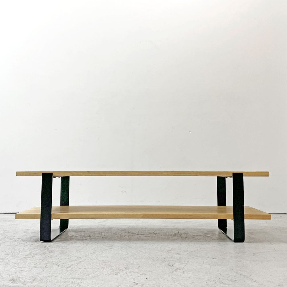 かなでもの KANADEMONO THE TV BOARD LOW TABLE ラバーウッド無垢材 × Black Steel w120cm ナチュラル ●