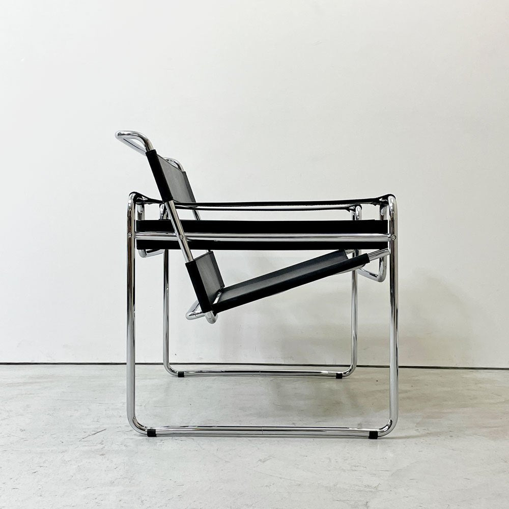 ワシリーチェア Wassily Chair ブラック 本革 マルセルブロイヤー バウハウス 名作家具 モダニズムデザイン リプロダクト品 ●