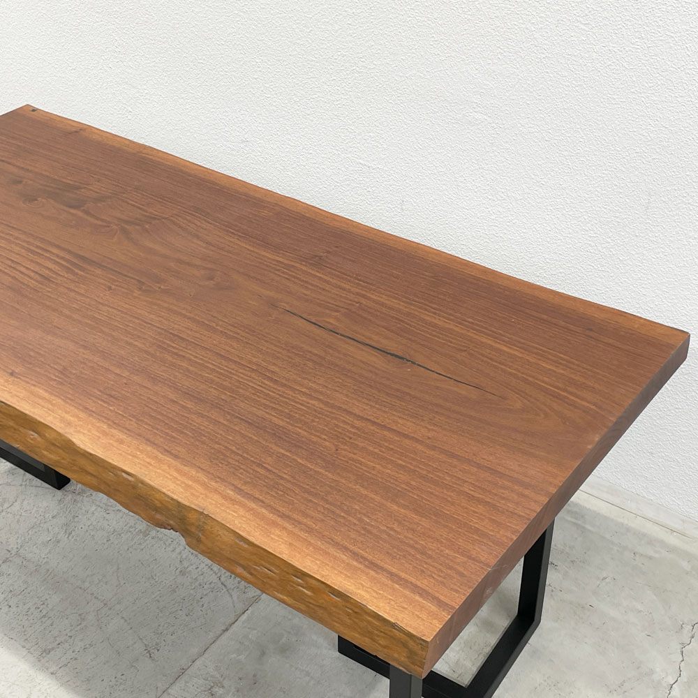 ワイスワイス WISE WISE ダイニングテーブル dining table アイアンレッグ T字脚 パナマ材無垢材 ライブエッジ 天板厚 7.0ｃｍ  〓