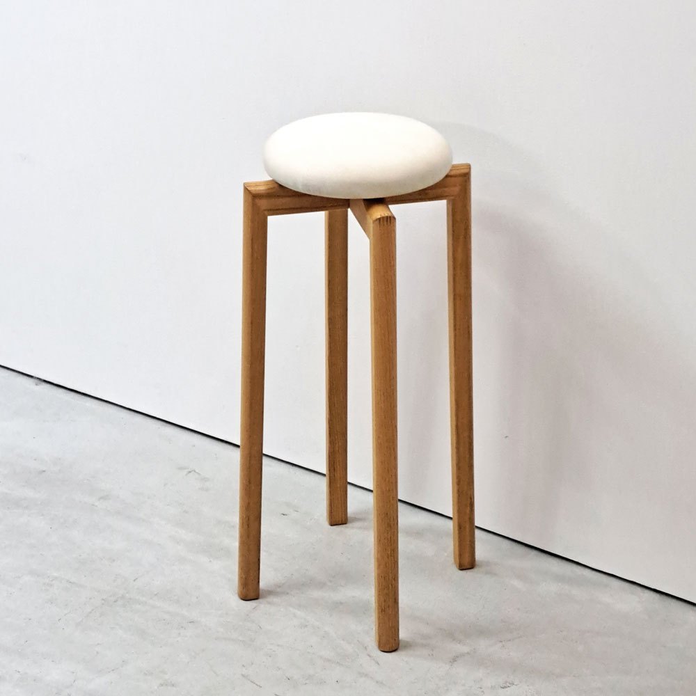 匠工芸 TAKUMI マッシュルームスツール MUSHROOM ハイスツール Lサイズ ファブリック座面  ホワイトアッシュ材 旭川家具 A ●