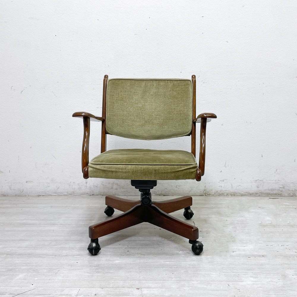 カリモク karimoku コロニアル デスクチェア 木製書斎椅子 リクライニング キャスター付き  ●