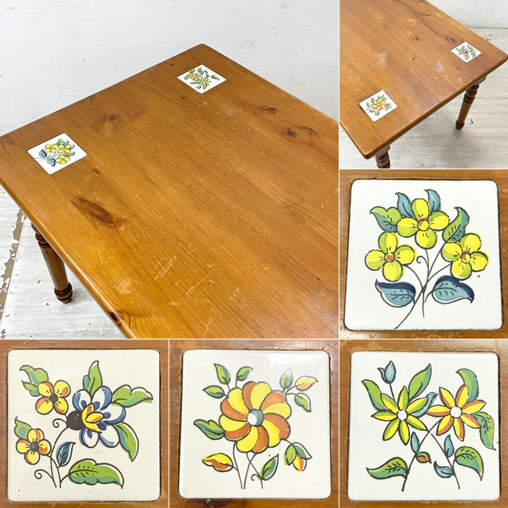 カントリースタイル パイン材 ダイニングテーブル バレンシアタイル バレンシア家具 W120cm スペイン 現状品 ●