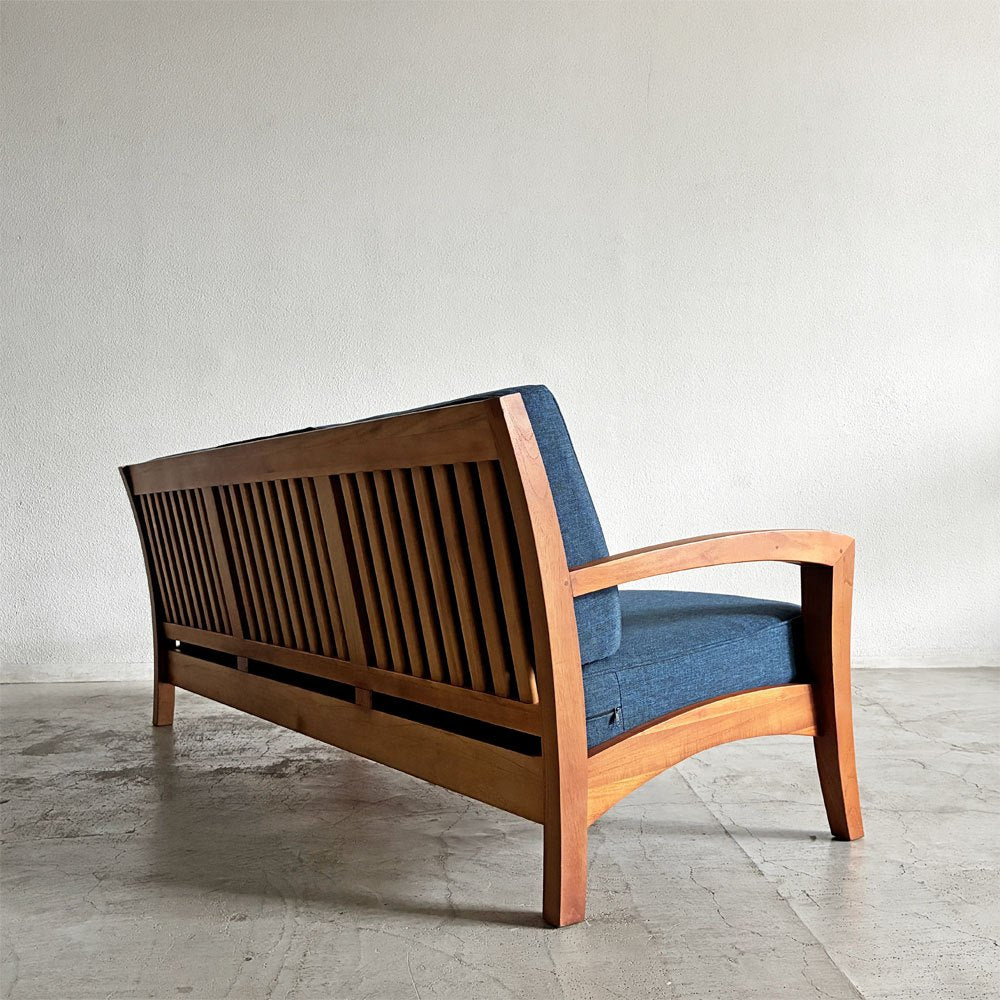 スキャンティーク SCANTEAK コニスカ KONISKA 3シーターソファ 3人掛け W196.5cm チーク材 ファブリック ブルー系 廃番 〓