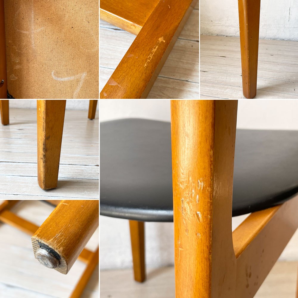 ネイサン ファニチャー Nathan Furniture イギリス ビンテージ UK Vintage ダイニングチェア チークプライッド×ビーチ材 PVCレザーシート A ★