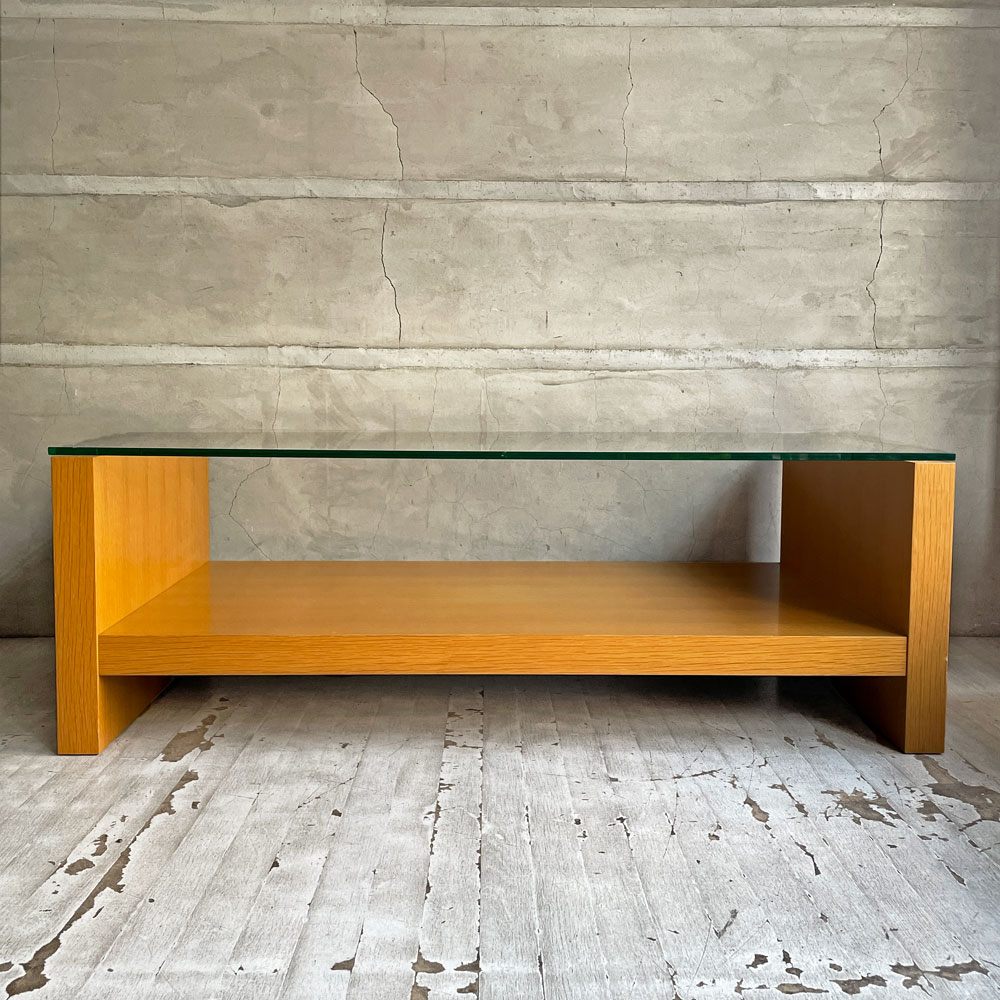 ワイスワイス WISE WISE パウンド POUND SA-102 コーヒーテーブル ローテーブル ガラス オーク材 W110cm ナチュラル ♪