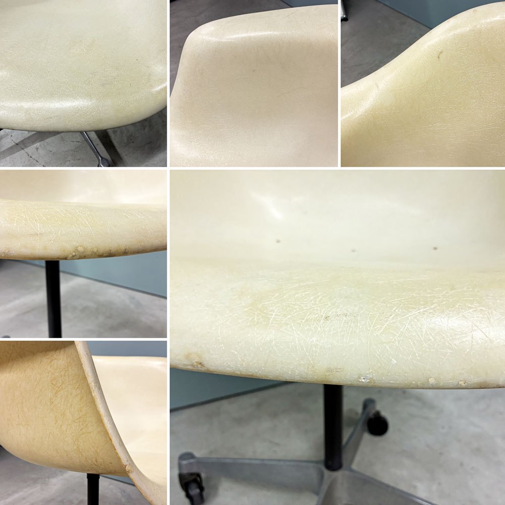 ハーマンミラー HermanMiller アームシェルチェア パーチメント ビンテージ コントラクトキャスターベース 回転式 C&R. イームズ ミッドセンチュリー ◎
