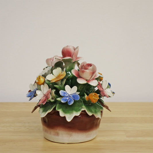 カポディモンテ CAPODIMONTE 陶花 フラワー オブジェ H11.3cm イタリア A ◎