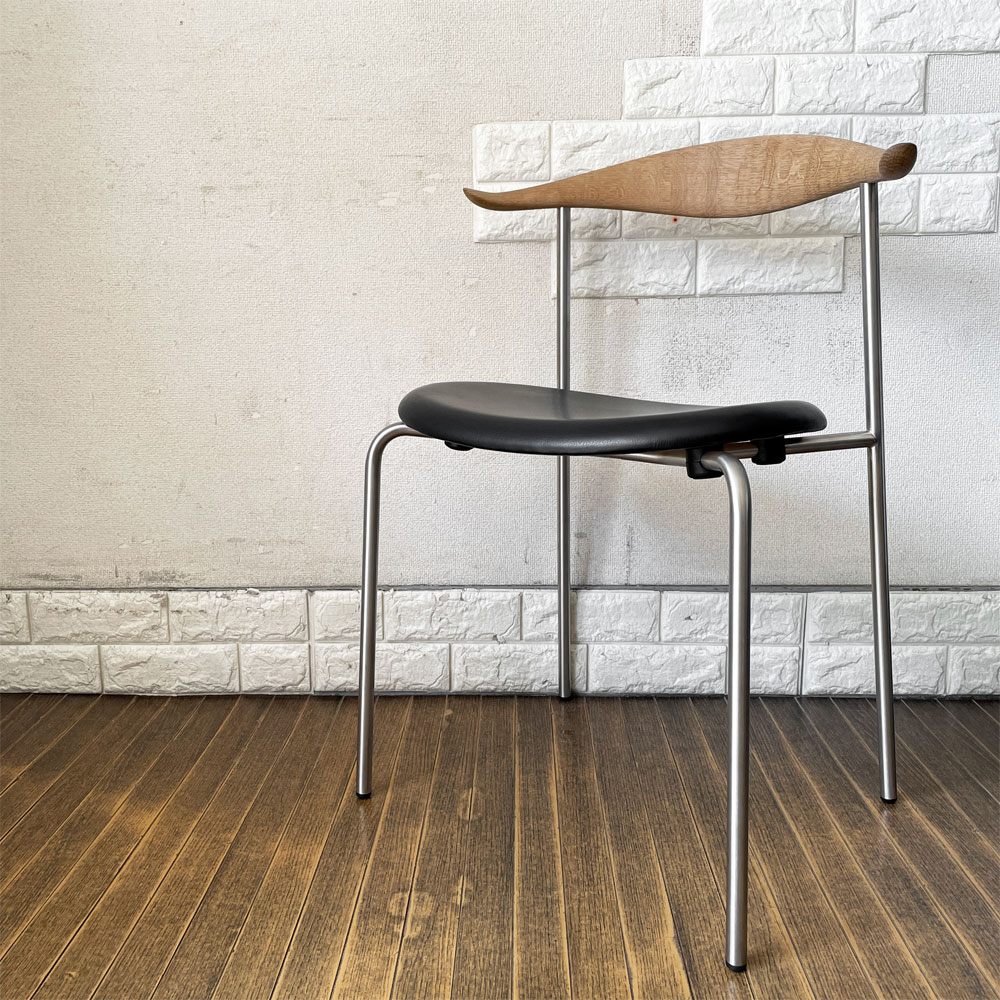 カールハンセン＆サン Carl Hansen & Son CH88P ダイニングチェア オーク材 本革 ブラックレザー ステンレスレッグ ハンス・J・ウェグナー 北欧家具  ◎