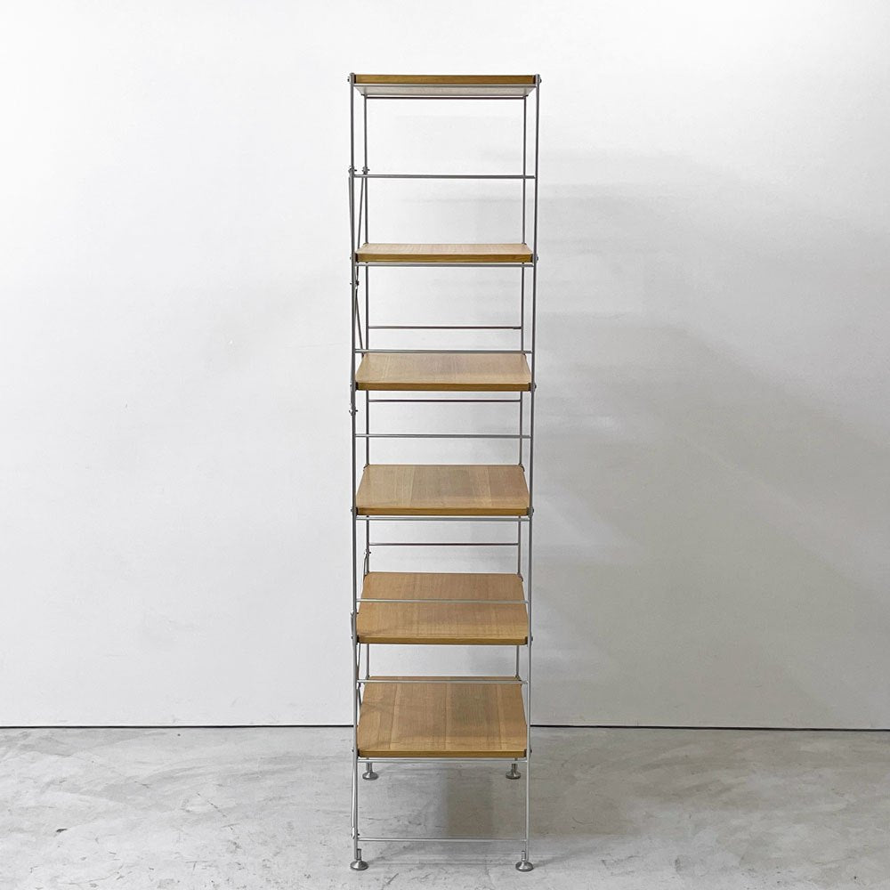 無印良品 MUJI ステンレスユニットシェルフ 6段 W58 H175.5cm スリム タモ材 オープンシェルフ 本棚 飾り棚 収納棚 定価￥41,900- ●