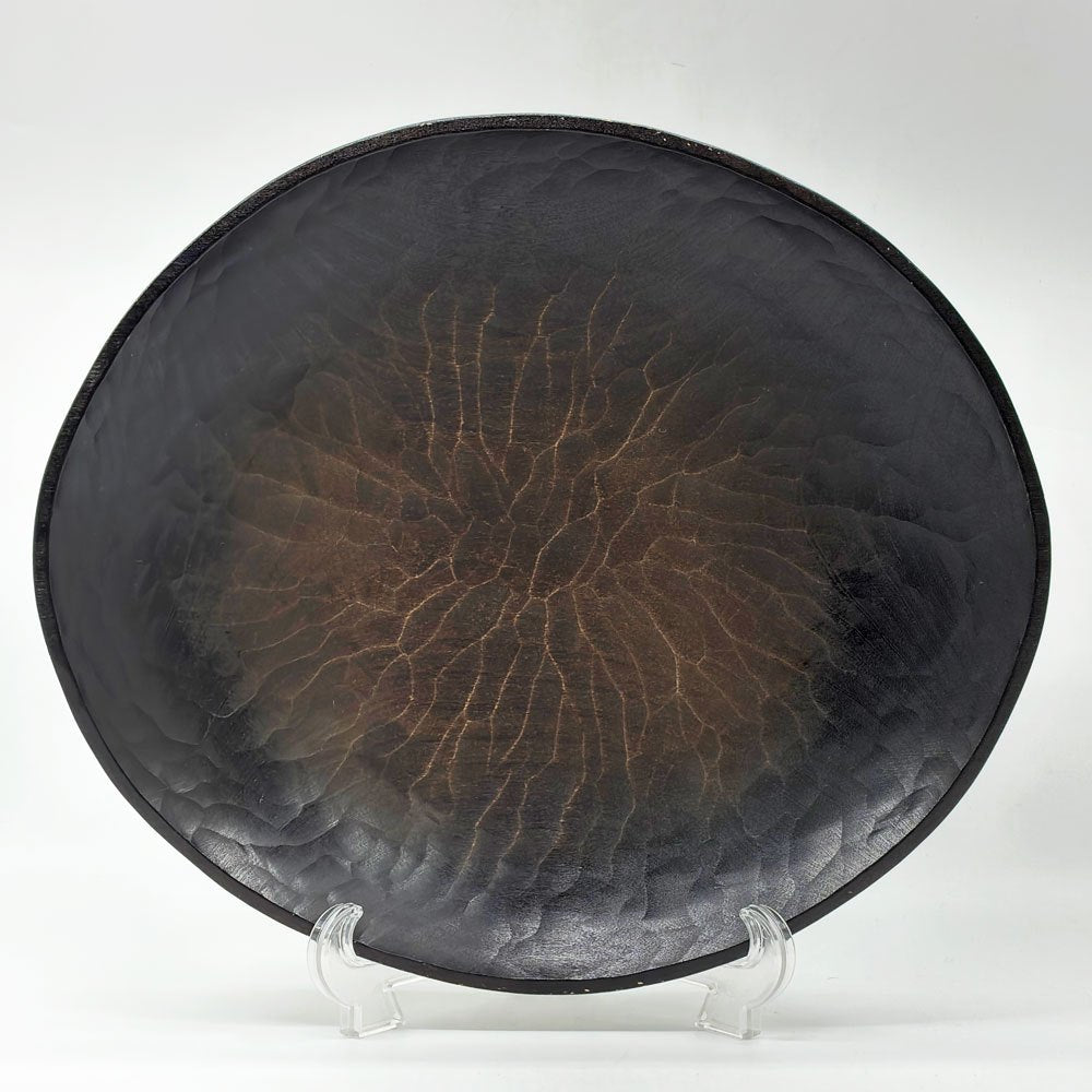 三谷龍二 黒い器 漆ボウル オーバル 30×26.5×6cm 山桜 黒拭き漆 木の器 現代作家●