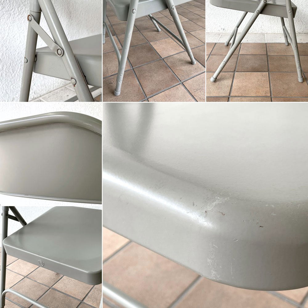 チューブラースチール フォールディングチェア TUBULAR STEEL FOLDING CHAIR 折りたたみ椅子 グレー アメリカ インダストリアル PFS取扱 A ◇