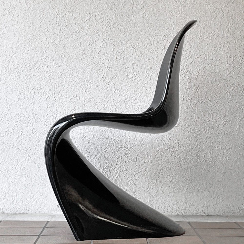 パントンチェア ビンテージ ダイニングチェア ヴェルナーパントン Verner Panton ブラック 1984年製 Horn社 スペースエイジ 希少 B ◇