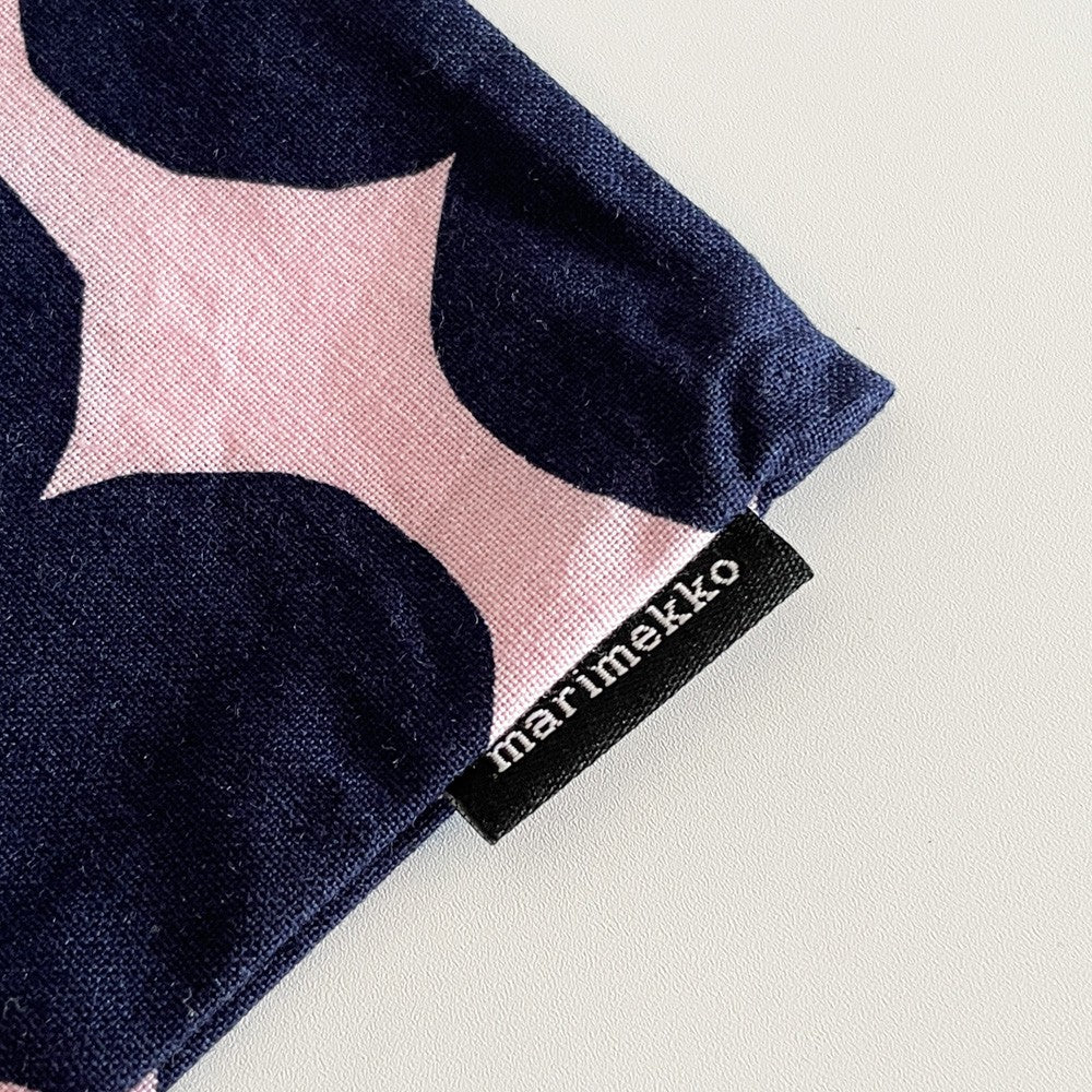 マリメッコ marimekko ラシィマット Rasyamatto クッションカバー ネイビー ピンク マイヤ・ロウエカリ コットン 廃番カラー 50×50cm 北欧 A ■