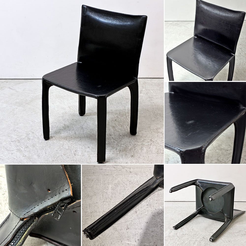 カッシーナ Cassina キャブチェア 412 CAB CHAIR アームレス 最高級本革 マリオ・ベリーニ MoMA 永久展示品 イタリアンモダン ●