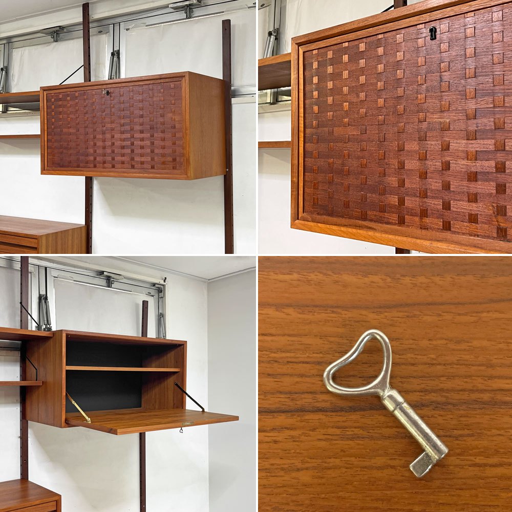 カド CADO ロイヤルシステム ROYAL SYSTEM ウォールユニット システムシェルフ キャビネット付き チーク材 ポール・カドヴィウス Poul Cadovius デンマークビンテージ ●