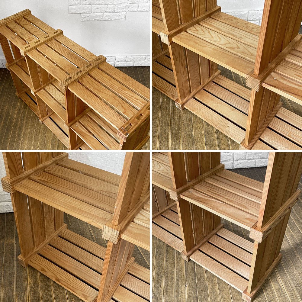 UKビンテージ UK Vintage オープンシェルフ ディスプレイラック 2x3 スリットボード パイン材 英国 ◎