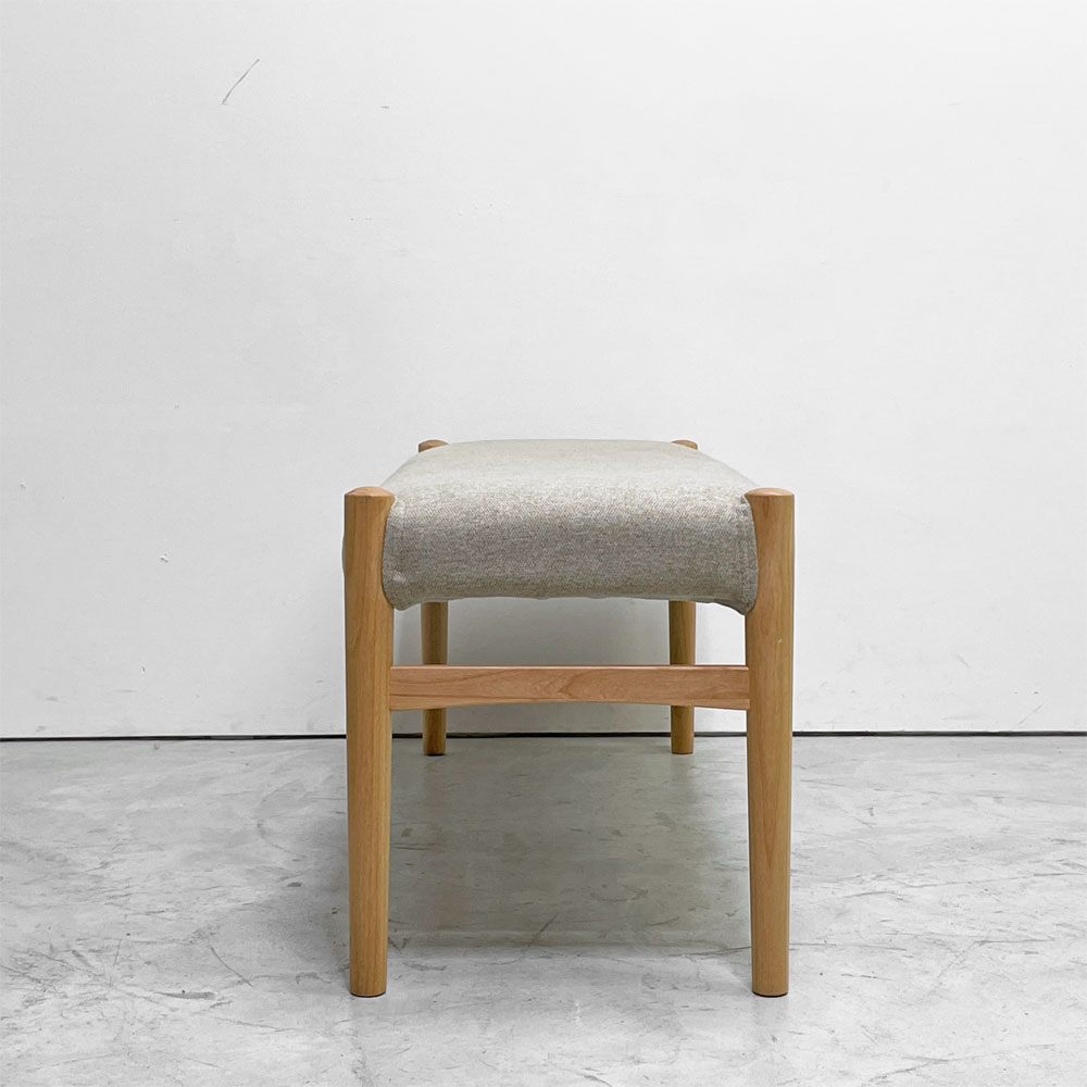 モモナチュラル MOMO Natural ホーン HORN ベンチ タモ無垢材 カバーリング グレー系ファブリック W110cm 定価￥37,000- ●