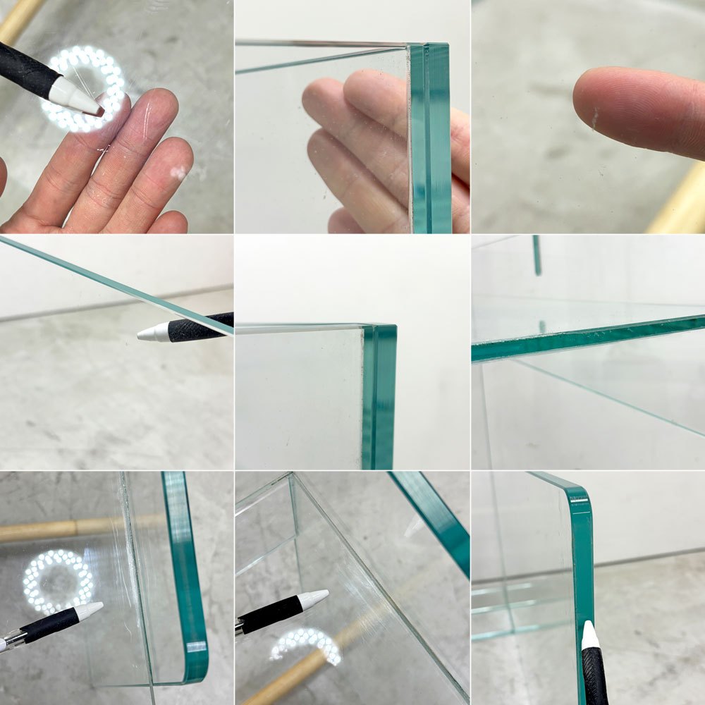 グラスイタリア GLAS ITALIA ピランデッロ Pirandello ガラス デスク W80cm ジャスパー・モリソン イタリアモダン 現状品 〓