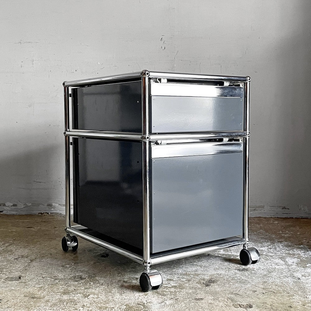 ユーエスエムハラー USM Haller モジュラーファニチャー Modular Furniture デスクワゴン ロールボーイ 2ドロワー アントラサイト 鍵欠品 ■